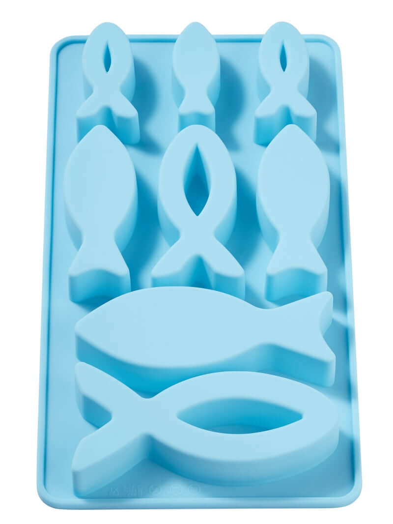 Silikonform - Fische von Easy-Sticks, blaue Silikonform mit verschiedenen Fischmotiven, perfekt für kreative Süßigkeiten und Eiswürfel.