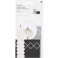 Verpackung des Postkartendeko-Sets Kerzen von easy-sticks, zeigt vier stilvolle Kerzen aus hochwertigem 350 g/m² Papier in schlichtem Design.