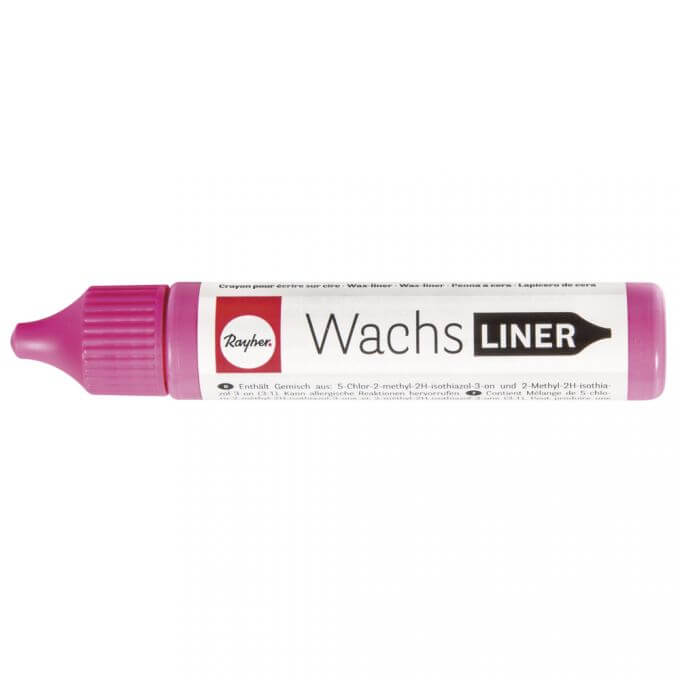 Wachs-Liner Flasche 30ml in pink von easy-sticks, ideal für das Auftragen lebendiger Muster auf Kerzen.