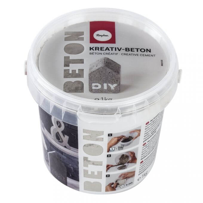 Kreativ-Beton von easy-sticks in einem 1 kg Eimer, ideal für DIY-Projekte.