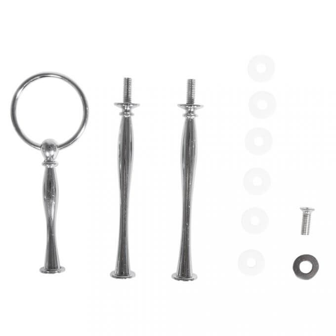 Metall Etageren Bausatz Classic, 11 teilig von easy-sticks - Enthält Metallstangen, Abstandsscheiben und Schraube für eine stilvolle Präsentation von Snacks und Desserts.