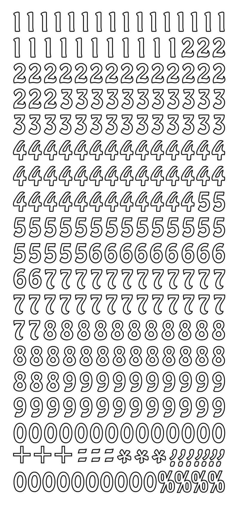 Sticker mit Zahlen und Symbolen von easy-sticks, perfekte Ergänzung für kreative Bastelprojekte.
