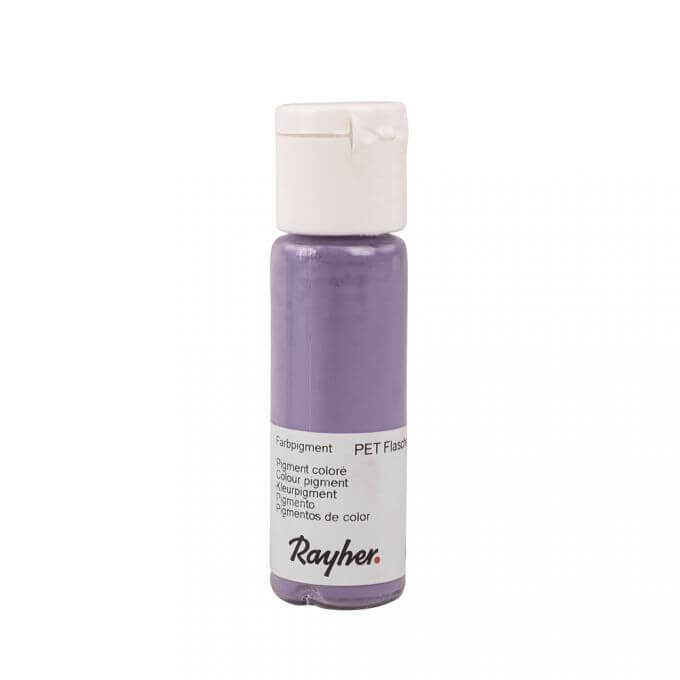 Eine Flasche lila Farbpigment von Rayher, ideal zum Einfärben von Gießmassen und Kreativ-Beton, Teil der Easy-Sticks Farbpigmente Pulver, SB-Box 20 ml - viele Farben.