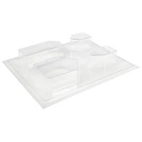 Transparente Gießform für vier Häuser von easy-sticks, ideal für kreative Bastelprojekte, Maße 5,5-10,5 cm, Tiefe 3 cm