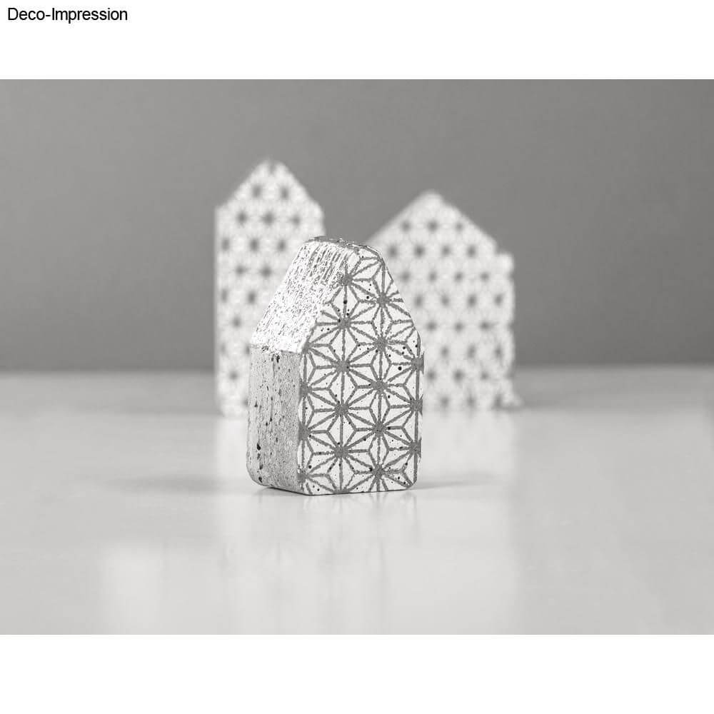 Stilvolle Betonhäuser mit geometrischem Muster von easy-sticks, die Ihrem Kunstwerk Ausdruck verleihen - Häuser Gießform - 4 Häuser.