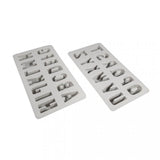 Zwei Silikonformen mit Buchstaben von A bis Z zur kreativen Nutzung bei DIY-Projekten, hergestellt von Easy-Sticks - Silikonform - Buchstaben.