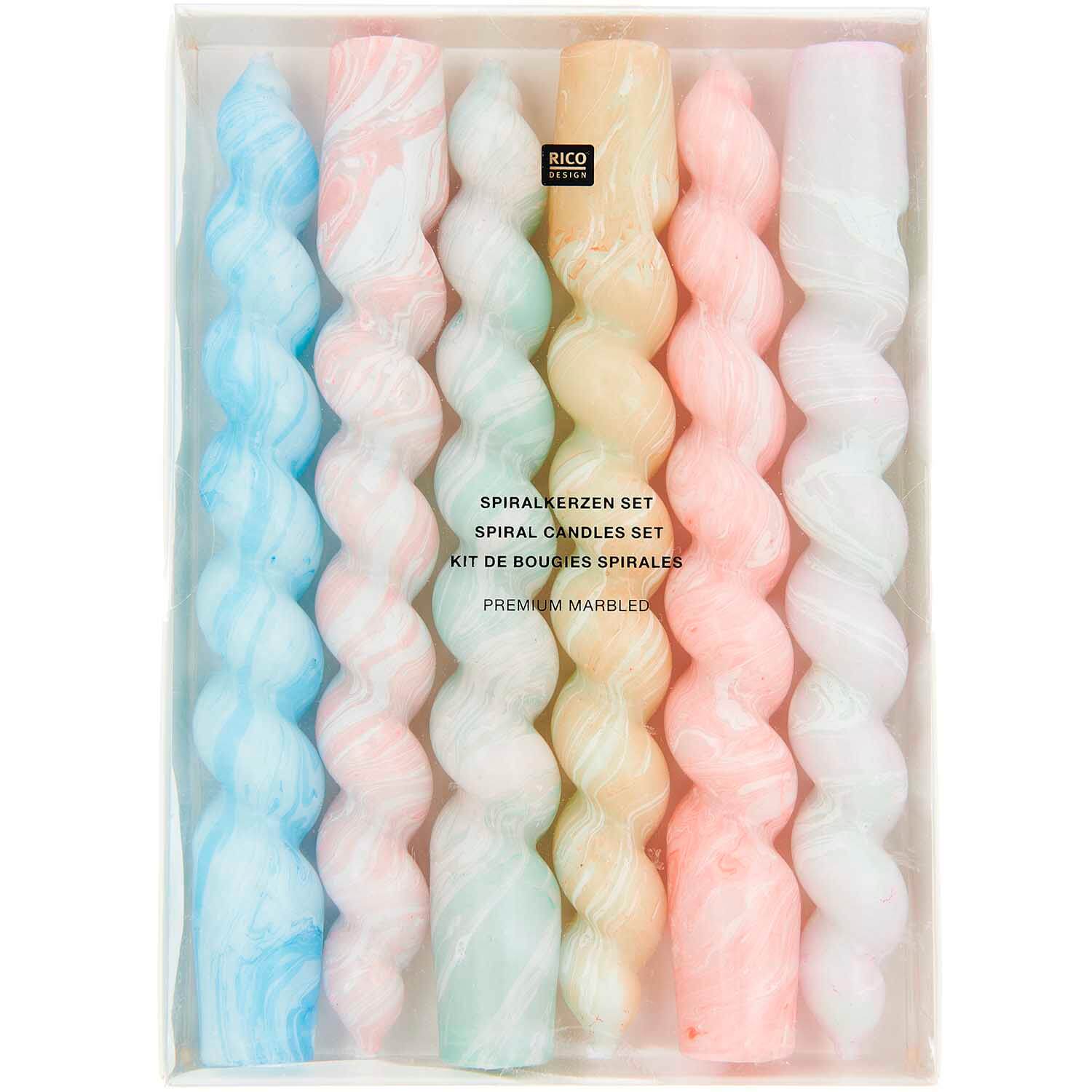Spiralkerzen Set 6 Stk von easy-sticks, marmoriert mit wunderschönen Farben, 18,5 cm hoch und Ø 2,4 cm, stilvolle Deko für dein Zuhause.