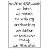 Herzlichen Glückwunsch Stempel Set, 9 Teilig, Transparent A7, 74 x 105mm für Kreative Bastelprojekte