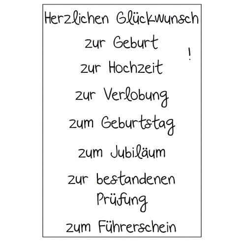 Herzlichen Glückwunsch Stempel Set, 9 Teilig, Transparent A7, 74 x 105mm für Kreative Bastelprojekte
