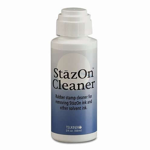 Stempelreiniger StazOn von easy-sticks, 56 ml Flasche zur einfachen Reinigung von Stempeltinten, ideal für säurefreie Farbstofftinten und lösemittelfreie Anwendungen.