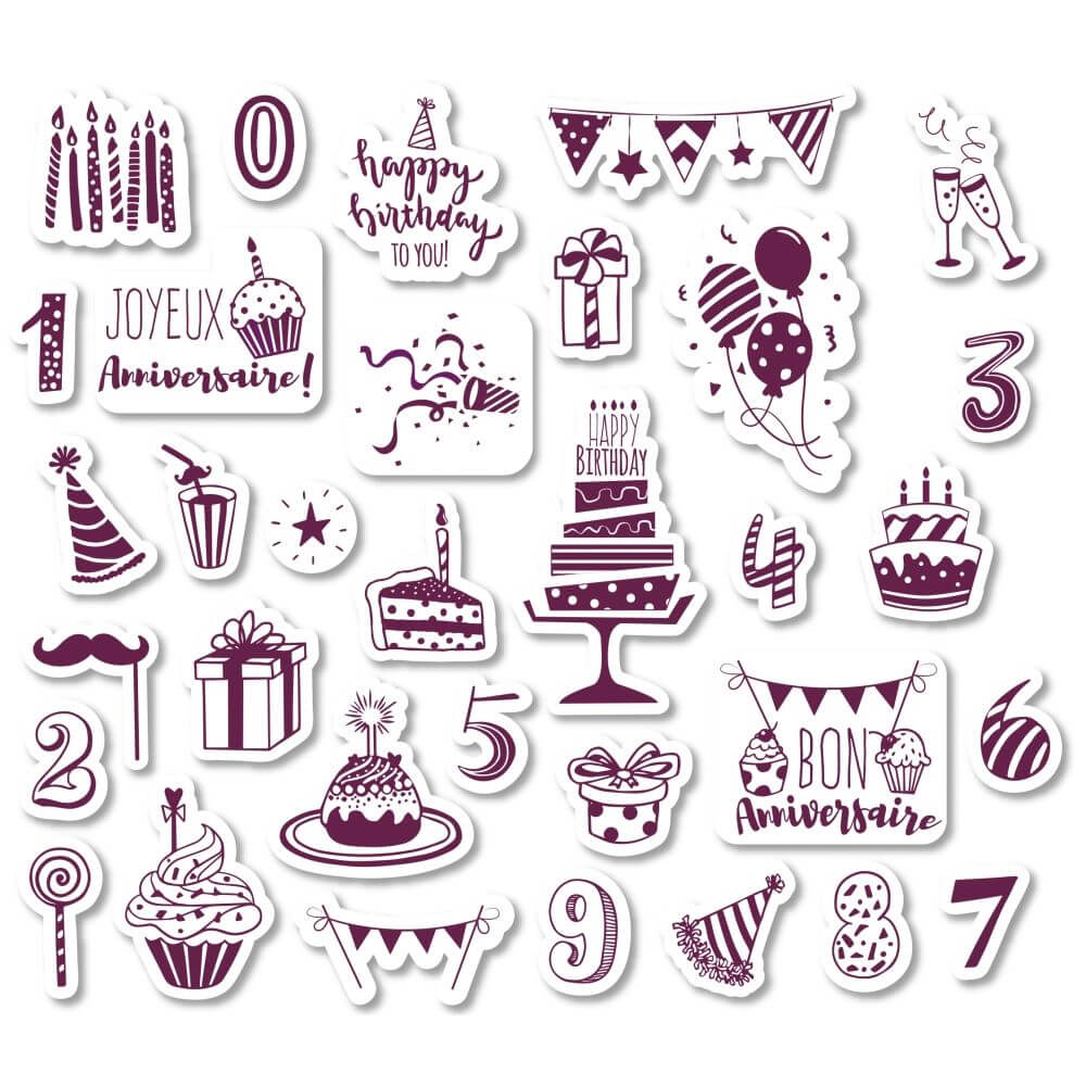 34 Teile Geburtstagsstempel Set Mit Schwarz Stempelkissen Für Einladungskarten Und Dekoration 0,1,2,3,4,5,6,7,8,9