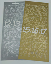 Lade das Bild in den Galerie-Viewer, Sticker &quot;Adventszahlen 1-24&quot; in gold oder silber
