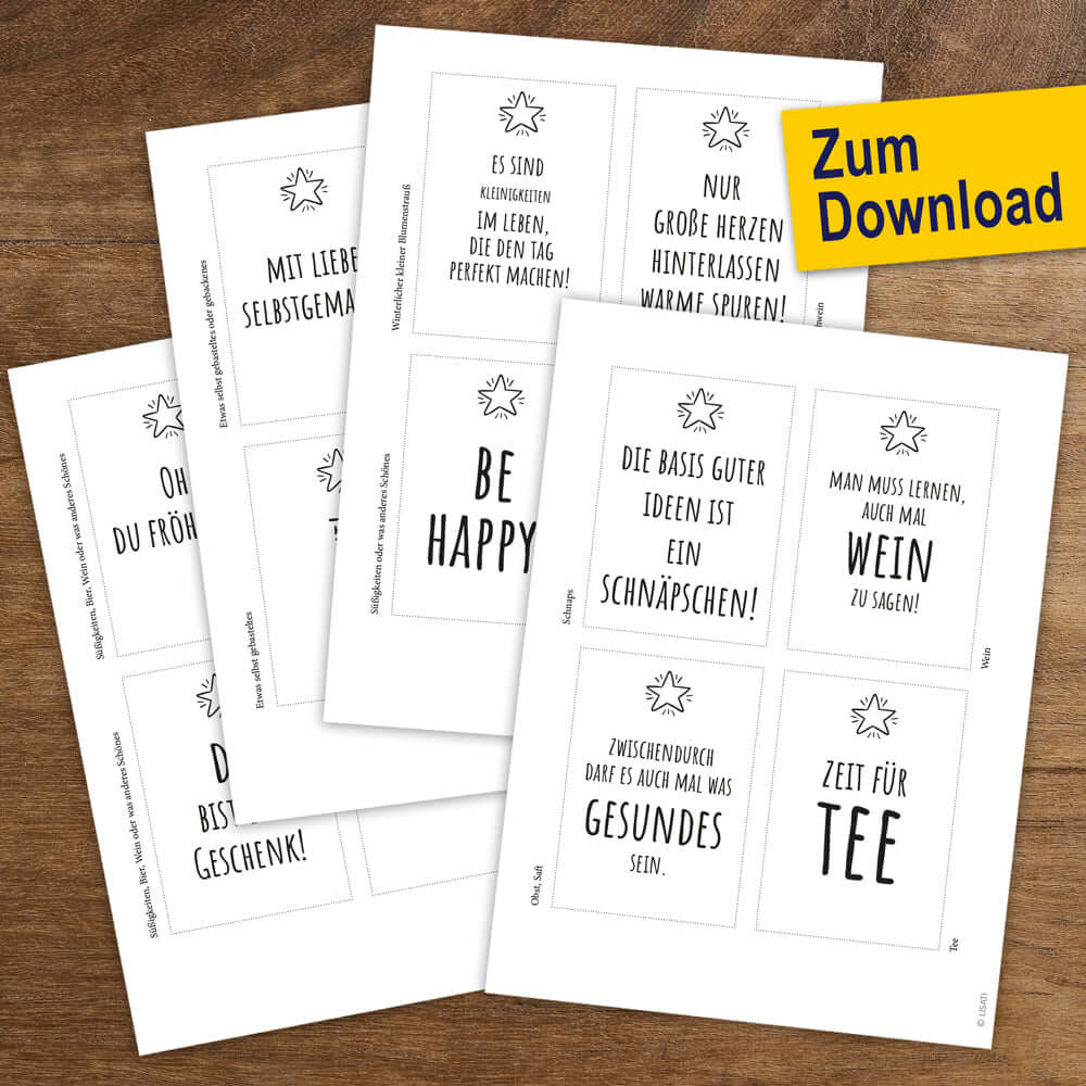 Druckvorlage Erlebe kreative Ideen für deinen Adventskalender mit den 48 lustigen Sprüchen von easy-sticks - Jetzt ausdrucken und verschenken!