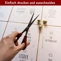 Einfach drucken und ausschneiden - hole dir die kreativen Ideen von easy-sticks mit 48 tollen Sprüchen für Geschenke und Adventskalender!