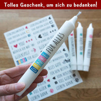 Personalisierte Stabkerze mit 'Danke für alles' von easy-sticks – Ein durchdachtes Geschenk, um sich zu bedanken und Wertschätzung zu zeigen.