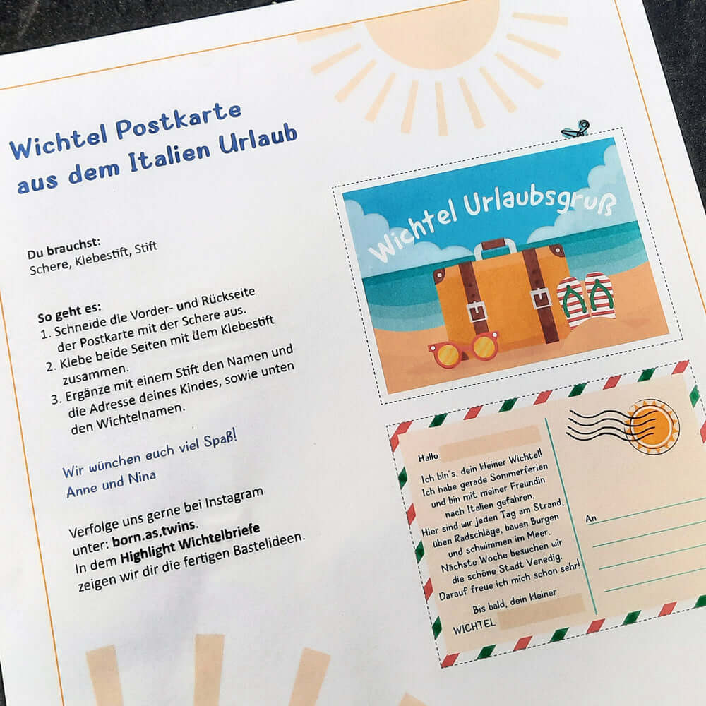 Wichtelpostkarte Zum Download – Urlaubsgrüße Aus Italien Für Kinder – Einfach Ausdrucken Und Personalisieren