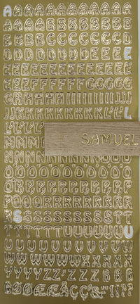 Goldene Buchstabenaufkleber "Buchstaben groß" von easy-sticks, auf goldenem Hintergrund arrangiert, perfekt für individuelle Beschriftungen.