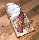 Regenbogen Kerzenhalter Geschenkset Mit Roter Kerze Und Geschenkanhänger - Handgemacht Unikat